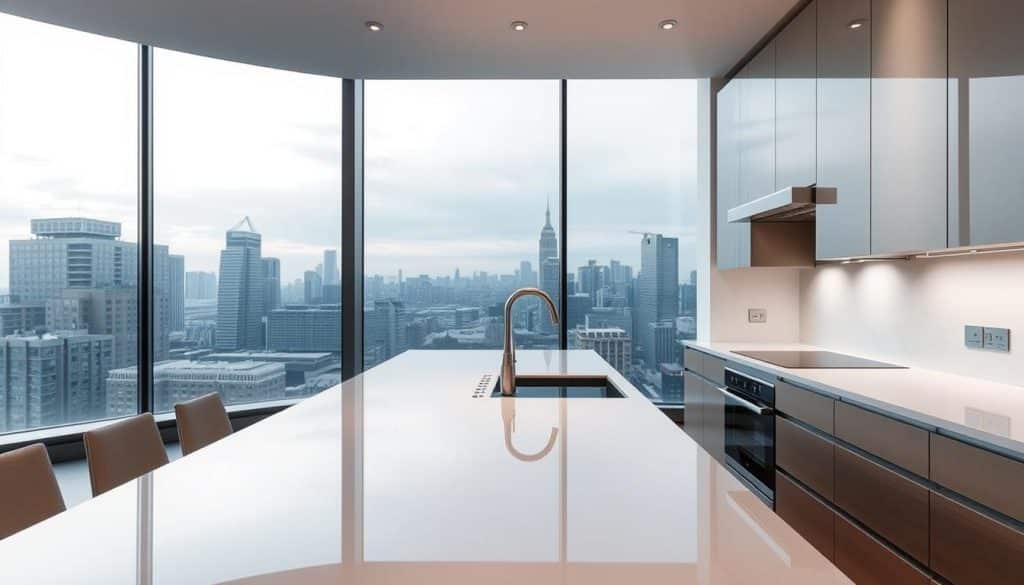 Quartz worktops in a modern London kitchen